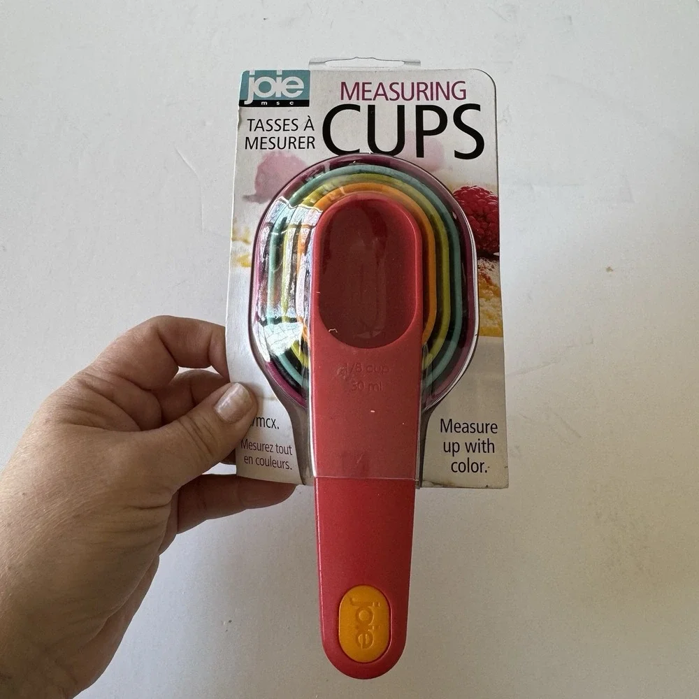 Joie Measuring Cups Set Plastic Rainbow Colors Baking Cooking Measure Kitchen